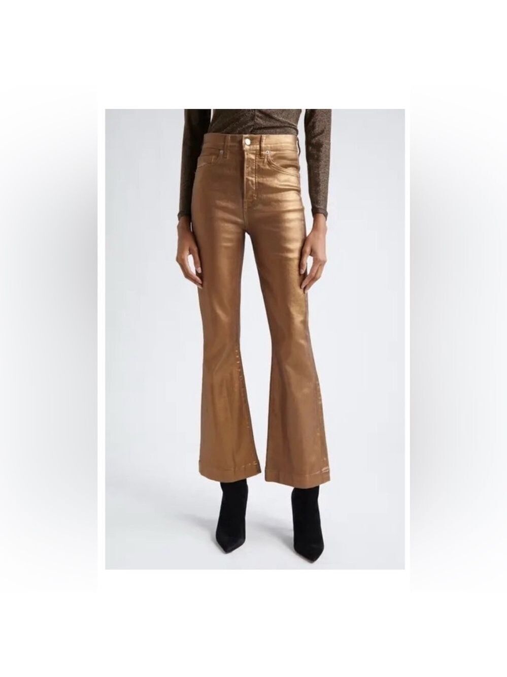 Veronica Beard NEW Carson high rise kick flare jeans metallic size 26 NWT